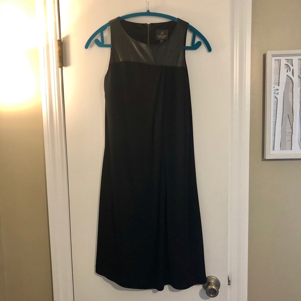 Adriana Papell black and leather dress